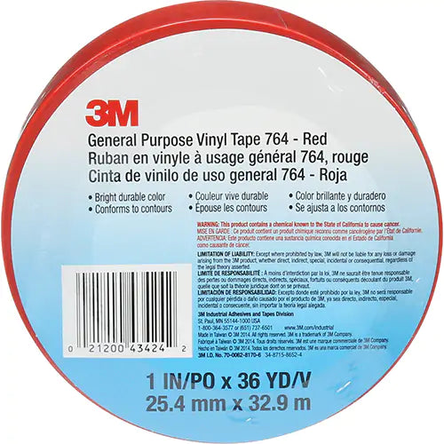 764 General-Purpose Vinyl Tape - 764-1X36-RED