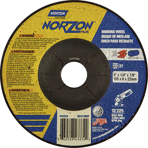 Norzon Plus® Depressed Centre Grinding Wheels 7/8" - 66252843334