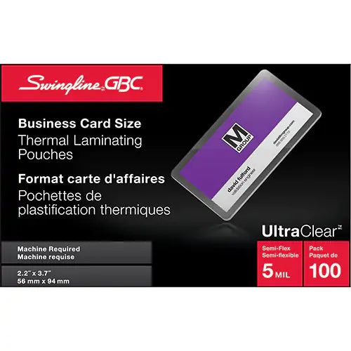 Swingline™ GBC® UltraClear™ Laminating Business Card Pouches - 1346551005