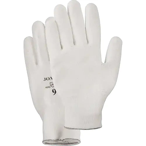 White Knit Palm Coated Gloves Small/7 - Y9266S