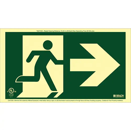 BradyGlo® Running Man Exit Sign with Right Arrow - 143528