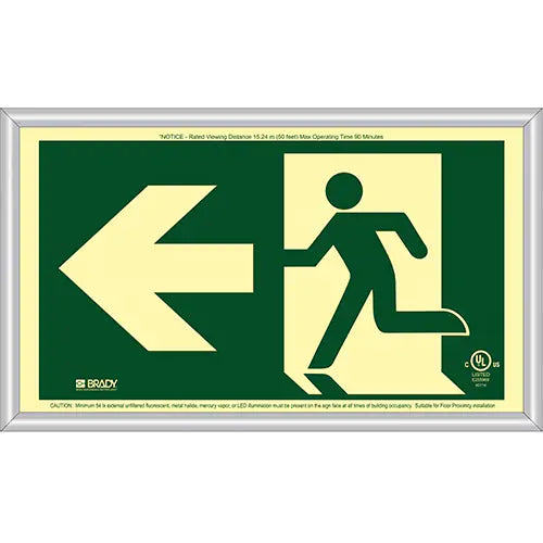 BradyGlo® Running Man Exit Sign with Left Arrow - 143517