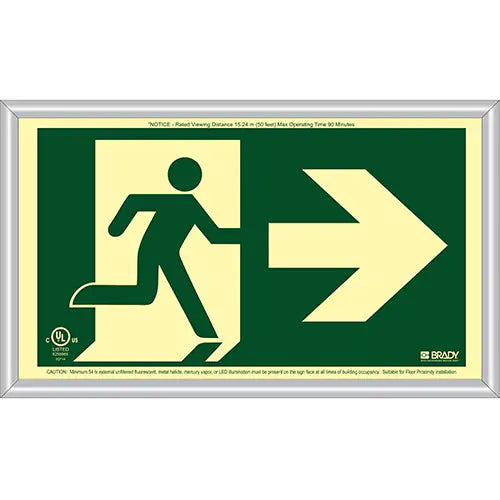 BradyGlo® Running Man Exit Sign with Right Arrow - 143518