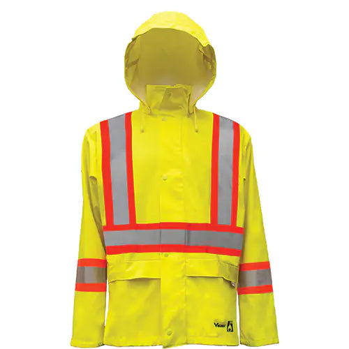 Hi-Vis FR/PU Safety Rain Jackets Large - 6055FRJG-L