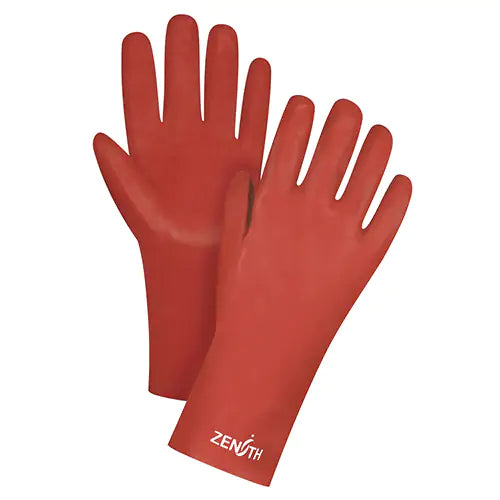Red Smooth-Finish Chemical-Resistant Gloves One Size/9 - SEE804