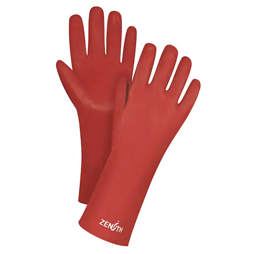 Red Smooth-Finish Chemical-Resistant Gloves One Size/9 - SEE805