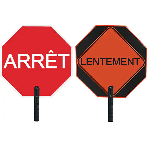 Double-Sided "Arrêt/Lentement" Traffic Control Sign - 03-892-AL