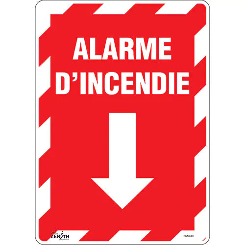 "Alarme D'Incendie" Arrow Sign - SGM640