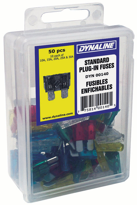 Dynaline (378) 00140 Standard Plug-In Fuses, 50 pcs / 5 sizes