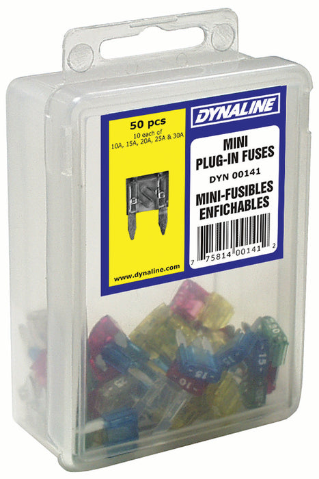 Dynaline (378) 00141 Mini Plug-In Fuses, 50 pcs / 5 sizes