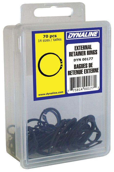 Dynaline 00177 External Retainer Ring Dynakit, 14 Sizes / 70 Pieces