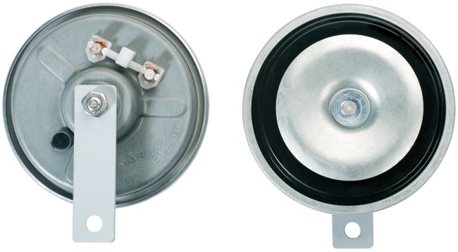 Hella 002768382 Signal Horn - HELLA HEAVY DUTY HORN B36 - 24V - 105dB(A) - Frequency Range: 335Hz - Low Tone - Electric - ECE - Housing Colour: grey/black - Flat Plug-in Connector - Quantity: 1