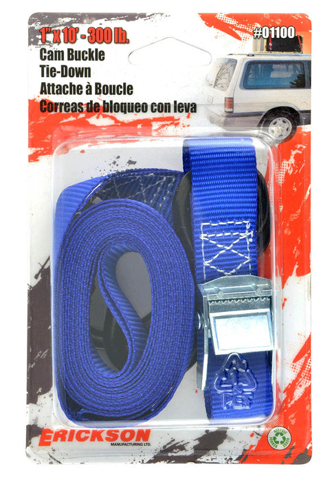Erickson (447) 01100 1"x10' 300 lb Cam Strap Blue