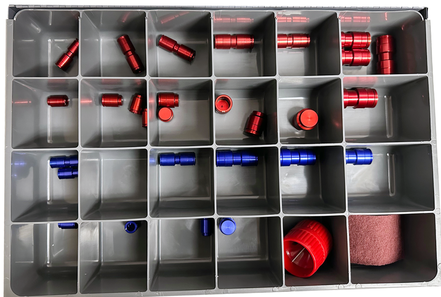 FMSI 0194 Item No. 0194, Standard and Metric Master KOOL-AIR Kwik-Connect Aluminum Tube Joiners and Block Off Cap Assortment (32pcs)
