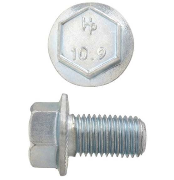 H. Paulin (680) 024-830 Paulin M10-1.25 x 16mm Metric Hex Flange Bolts Zinc Class 10.9 Fine Thread FT 3 Pcs