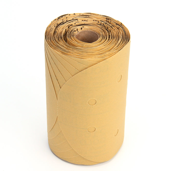 3M (815) 01635 3M™ Stikit™ Dust Free Gold Disc Roll, 216U, 01635, P320, A-weight, 6 in (15.24 cm), Colour: Yellow, 3M Stock No. 7000028241