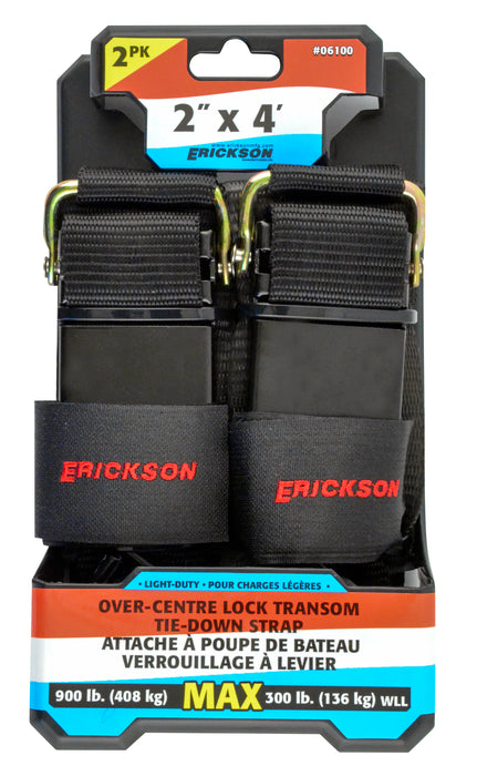 Erickson 06100 2 Pk. 2"x4' 1200 lb In Board/ Out Board Transom Tie Downs
