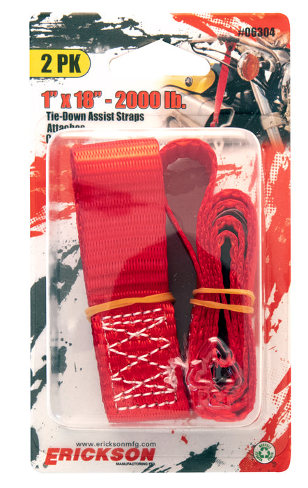 Erickson 06304 2 Pk. 1"x18" 2000 lb Assist Straps Red