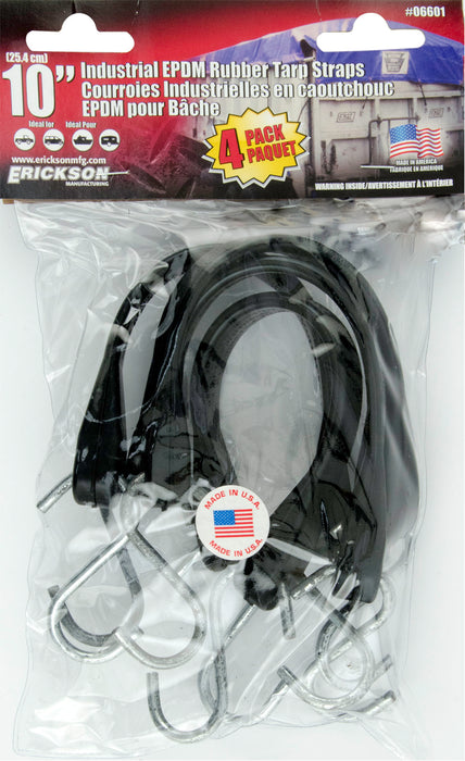 Erickson (447) 06601 4 Pk.13" Industrial EPDM Rubber Tarp Straps *MADE IN AMERICA