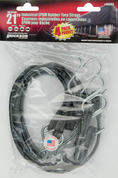 Erickson 06603 4 Pk.241" Industrial EPDM Rubber Tarp Straps *MADE IN AMERICA