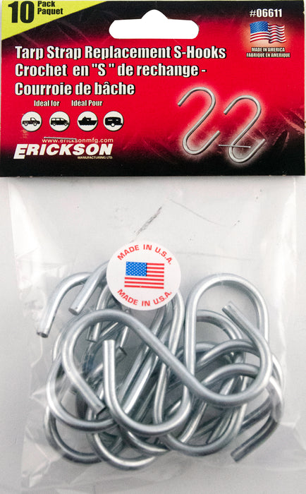 Erickson 06611 10-Pack. Tarp Strap. Replacement S-Hooks