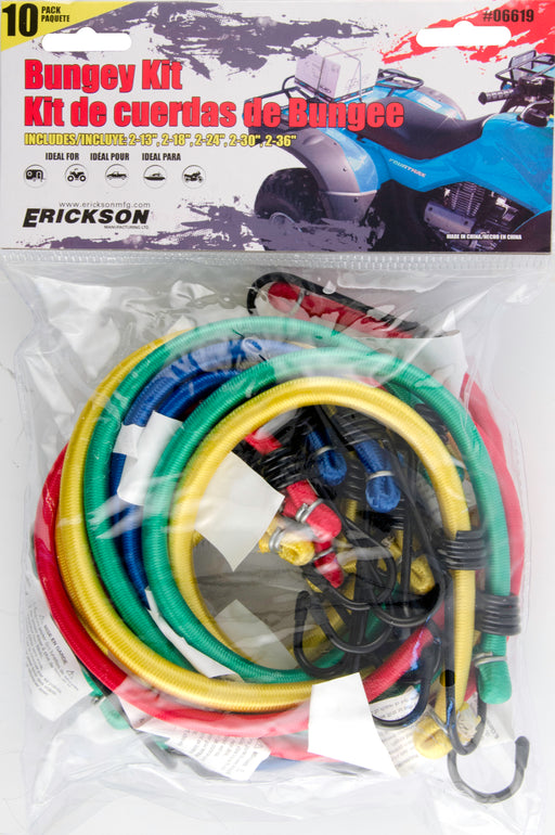Erickson 06619 10 PK. Bag Assortment of Bungee 13", 18", 24", 30", 36" Standard Bungee