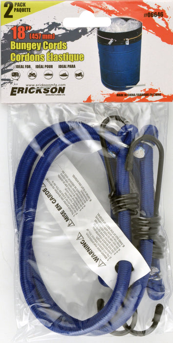 Erickson (447) 06646 2 Pk. 18" Standard Bungee Cord