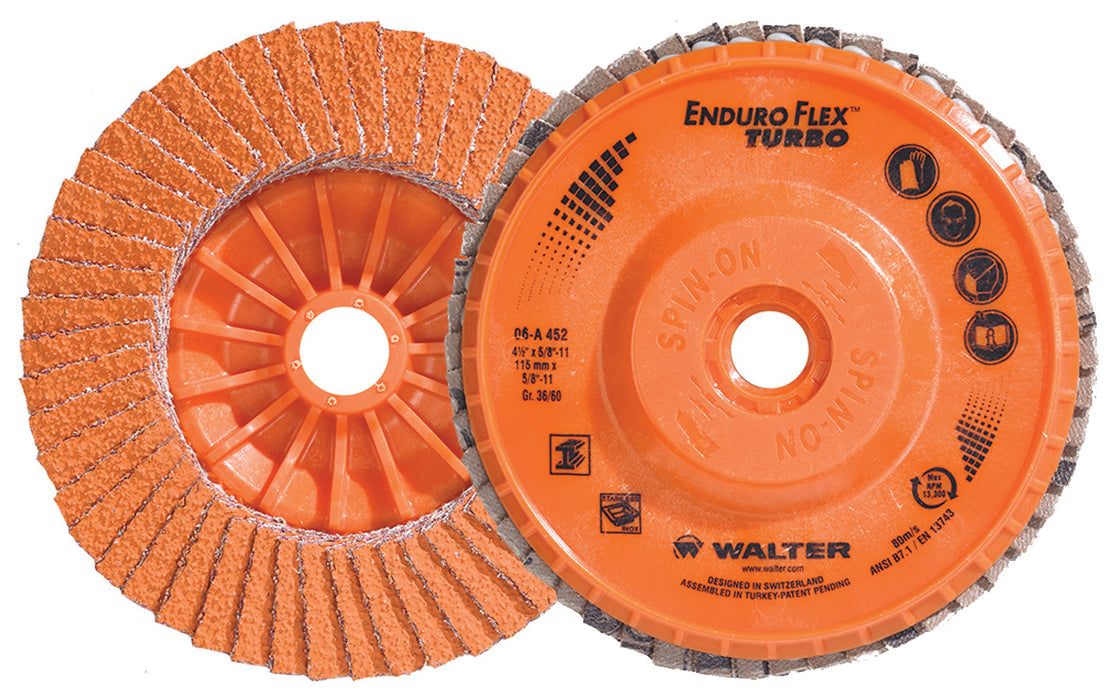 Walter 06A452 ENDURO-FLEX Turbo™ Blending Disc 4-1/2" X 5/8"-11 GR36/60 PK10