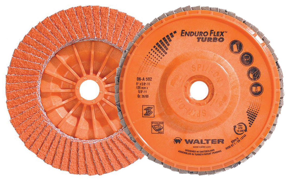 Walter (365) 06A502 ENDURO-FLEX Turbo™ Blending Disc 5" X 5/8"-11 GR36/60 PK10