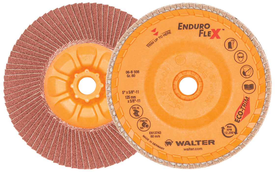 Walter (365) 06B508 ENDURO-FLEX™ Blending Disc 5" x 5/8"-11 GR80 SPIN-ON PK10