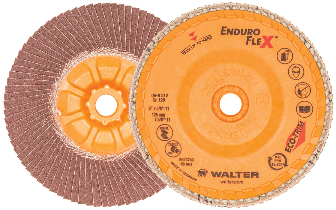 Walter (365) 06B512 ENDURO-FLEX™ Blending Disc 5" x 5/8"-11 GR120 SPIN-ON PK10