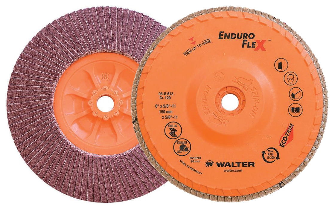 Walter (365) 06B612 ENDURO-FLEX™ Blending Disc 6" x 5/8"-11 GR120 SPIN-ON PK10