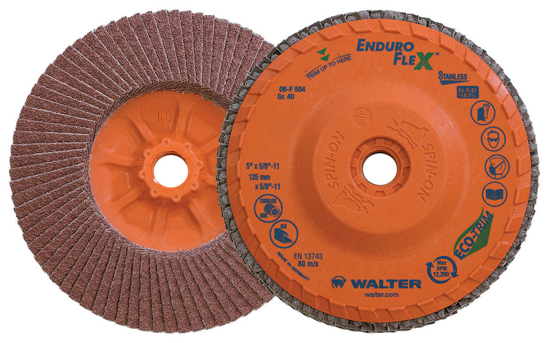 Walter 06F504 ENDURO-FLEX Stainless™ Blending Disc 5" x 5/8"-11 GR40 SPIN-ON PK10