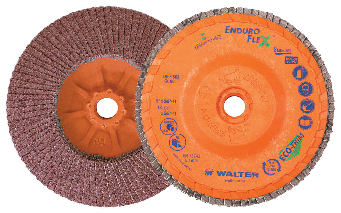 Walter (365) 06F508 ENDURO-FLEX Stainless™ Blending Disc 5" x 5/8"-11 GR80 SPIN-ON PK10