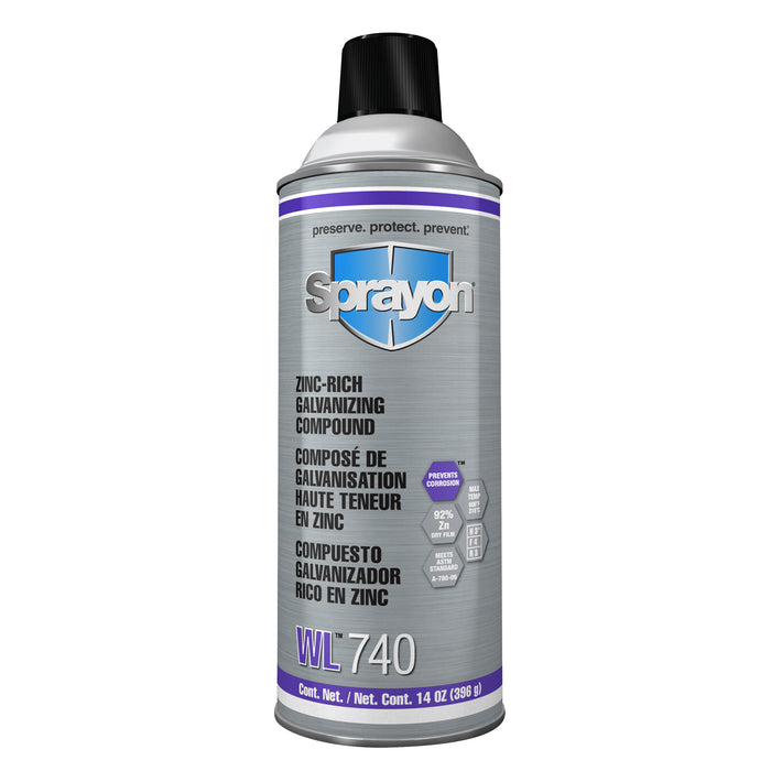 Sherwin Williams SC0740000 Sprayon® WL™740 Zinc-Rich Galvanizing Compound, Low Gloss, Medium Gray, 14 oz