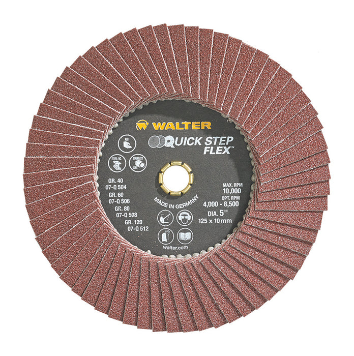 Walter 07Q508 5" GR80 QUICK-STEP™ FLEX FLAP DISC PK10 MAX RPM: 10,000