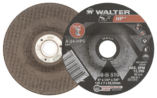 Walter 08B510 HP GRINDING WHEEL 5” X ¼” X 7/8" T27 PK 25