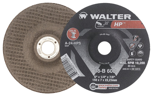 Walter 08B600 HP GRINDING WHEEL 6" X 1/4" X 7/8" TYPE 27 PK 25