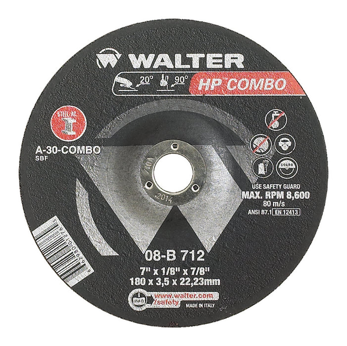 Walter (365) 08B712 HP COMBO GRINDING WHEEL 7 X 1/8" X 7/8" TYPE 27 PK 25