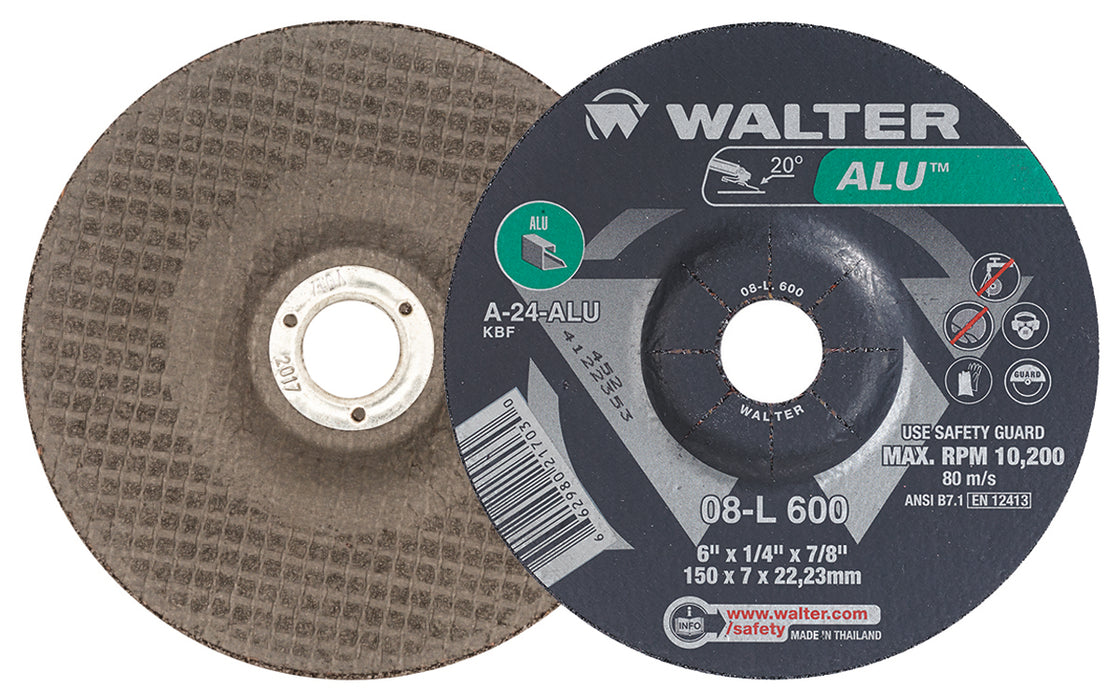 Walter (365) 08L600 ALU™ Grinding Wheel 6 X 1/4" X 7/8" TYPE 27 GRIT: A24 PK 25