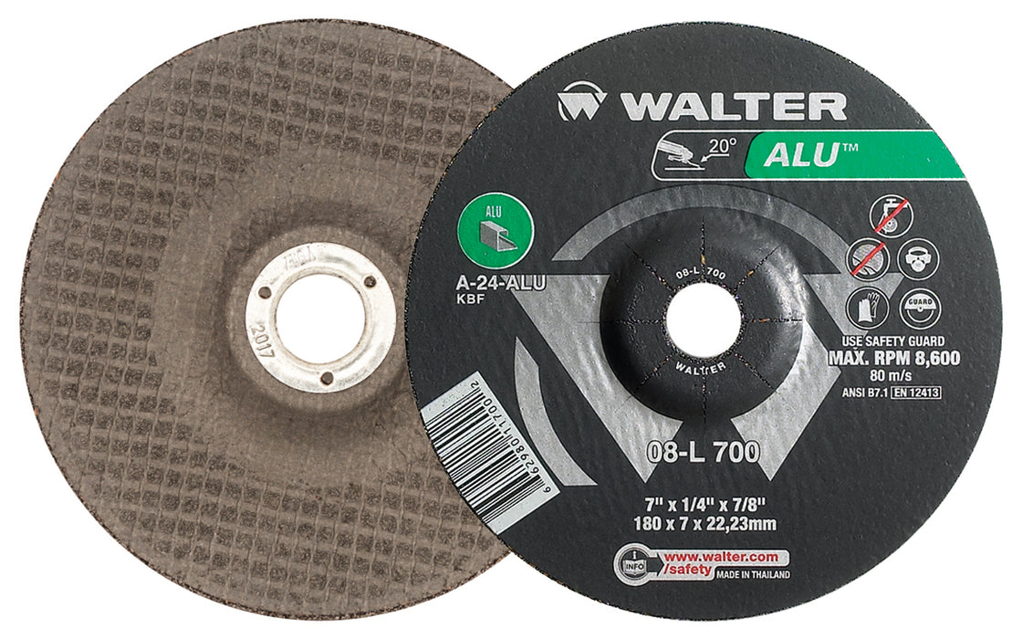 Walter (365) 08L700 ALU™ Grinding Wheel 7 X 1/4" X 7/8" TYPE 27 GRIT: A24 PK 25