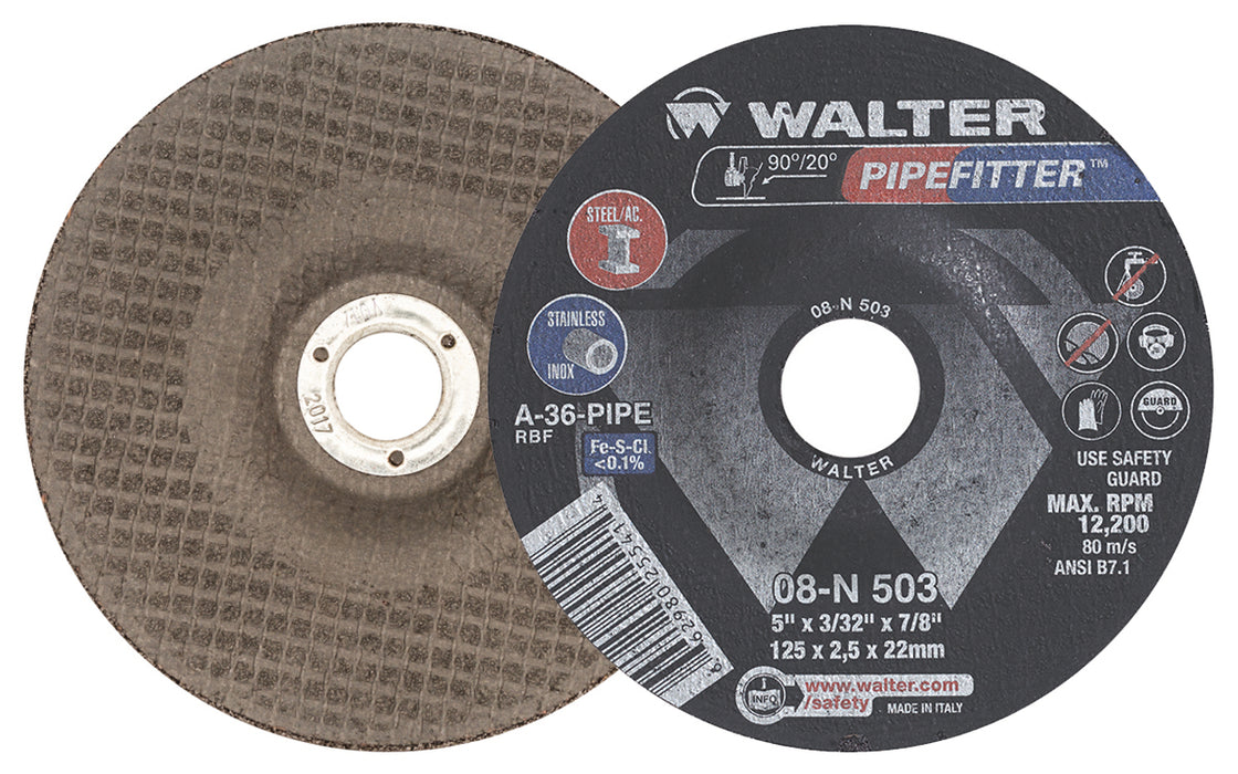 Walter (365) 08N503 PIPEFITTER™ Grinding Wheel 5" X 3/32" 7/8" TYPE 27 GRIT:A36 PK 25