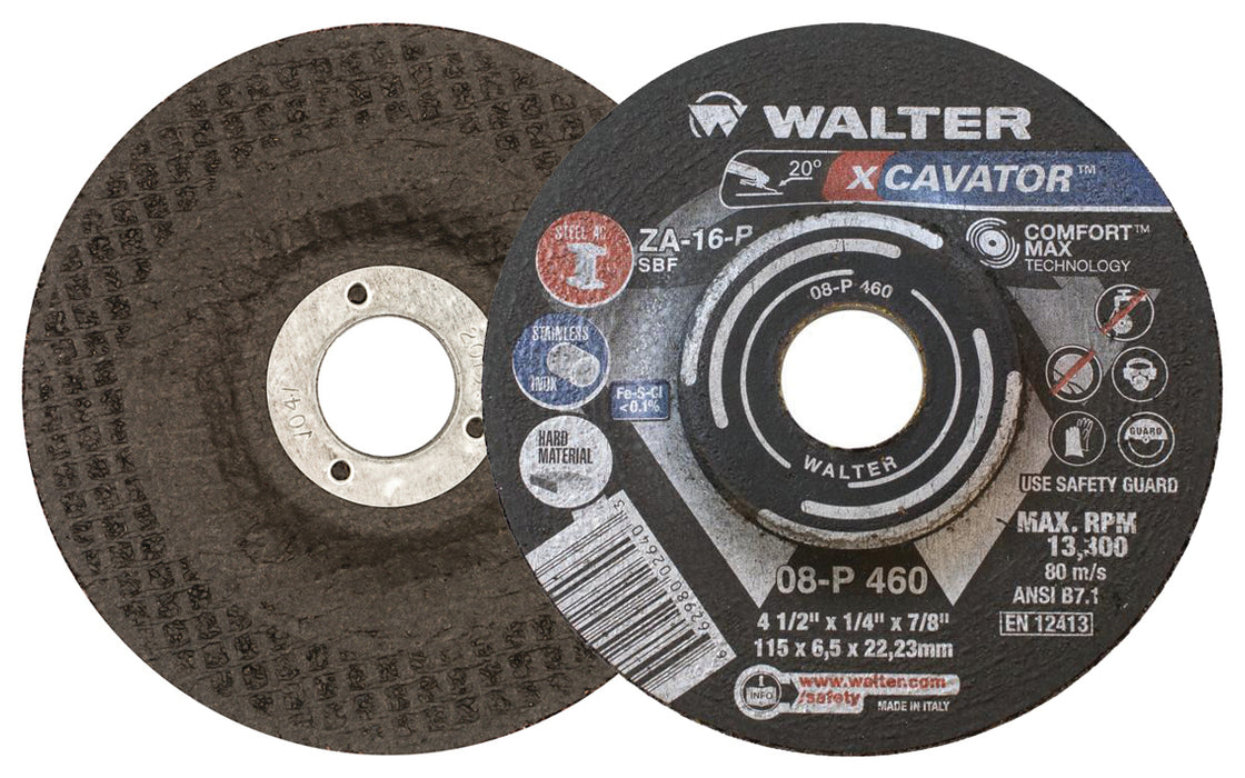 Walter (365) 08P460 XCAVATOR™ Grinding Wheel 4-1/2" X 1/4" X 7/8" TYPE 27 PK 25