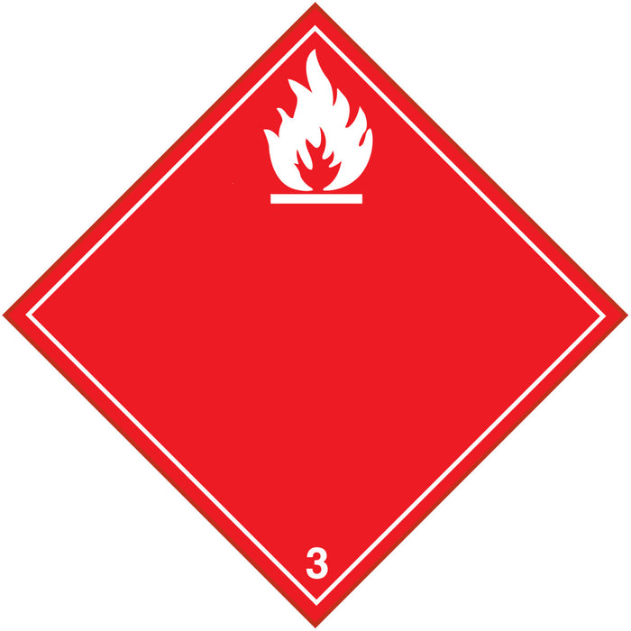 Brady 09028 Sign Class 3 Flammable Liquid TDG Placard - Vinyl 10.75 in H x 10.75 in W Red on White