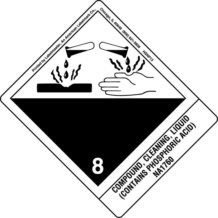 Brady 09038 PLACARDS CORROSIVE CLASS 8