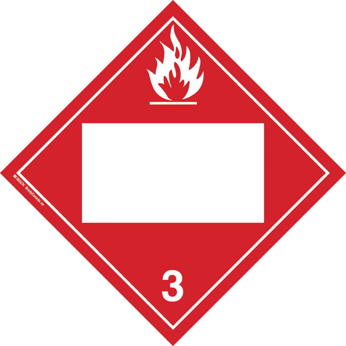 Brady (458) 09082 Sign Flammable Liquid 3 Placard - Vinyl 10.75 in H x 10.75 in W Red on White