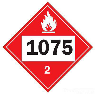 Brady (458) 090921075 Sign Class 2 UN 1075 Flammable Gas TDG Placard - Styrene 10.75 in H x 10.75 in W Black, Red on White
