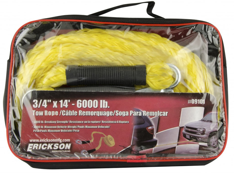 Erickson (447) 09101 3/4"x14' 6000 lb Tow Rope w/ Storage bag