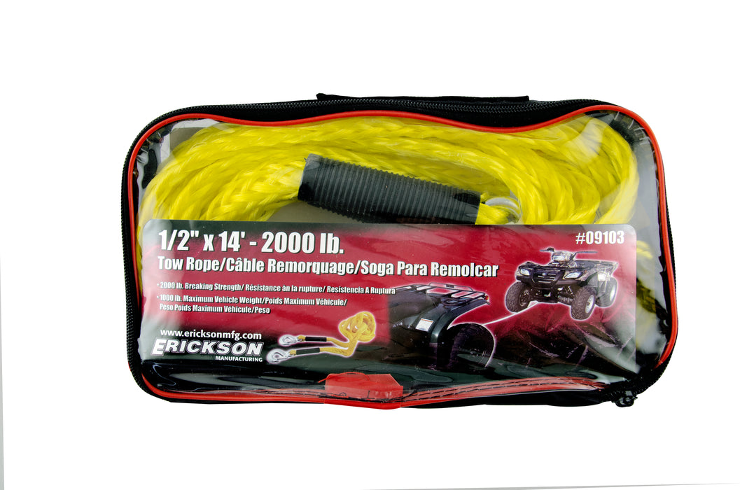 Erickson (447) 09103 1/2"x14' 2000 lb Tow Rope w/ Storage bag