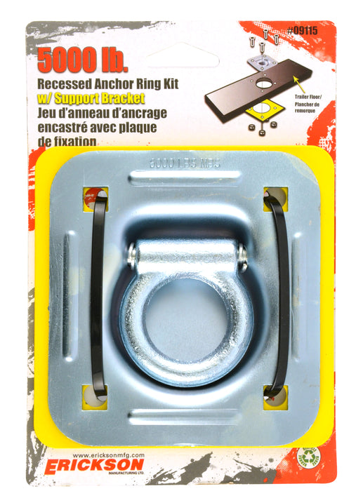 Erickson 09115 5000 lb Recessed Anchor Ring Kit w/ Support Bracket *Nuts & Bolts included